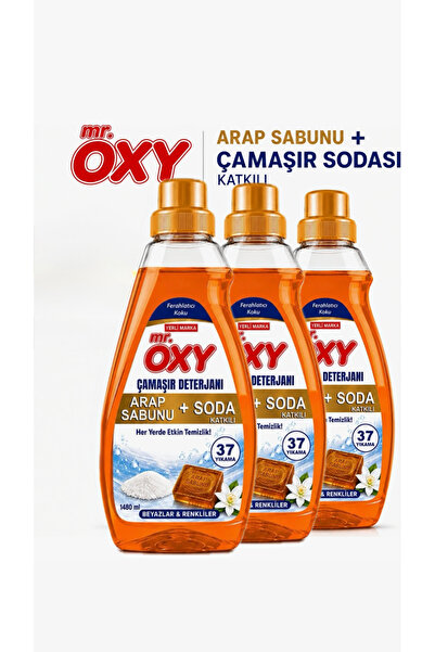 Mr.Oxy SIVI ÇAMAŞIR DETERJANI ARAP SABUNU+SODA KATKILI BEYAZLAR&RENKLİLER 3LÜ...