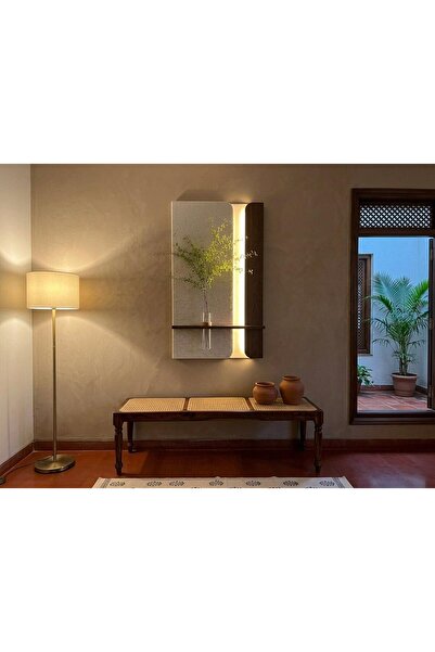 Generic ديكور جداري LED مصنوع يدويًا مع مزهرية ورف وجهاز تحكم عن بعد، مقاس 59...