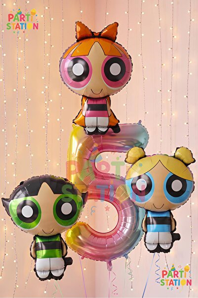 Parti Station Powerpuff Girls Themed 5 Year Old Balloon Set 4 Pieces - Giant ...