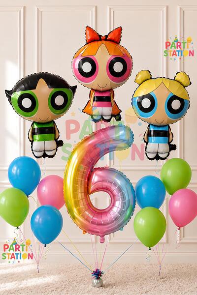 Parti Station Powerpuff Girls Concept 6-Year-Old Balloon Set 13 Pieces - Larg...