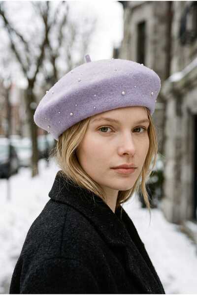 Aware Time Women's Painter Angora Beanie with Pearl