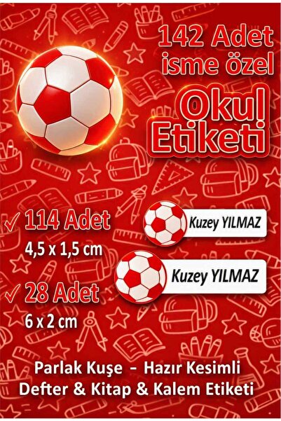 fırsatlar diyarı Okul Etiketi Kırmızı Beyaz Futbol Topu Türkiye Taraftar Tema...