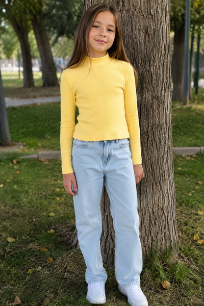 Yalçınoğlu Kids Unisex Kids Ribbed Half Turtleneck Long Sleeve Bodysuit I Uni...
