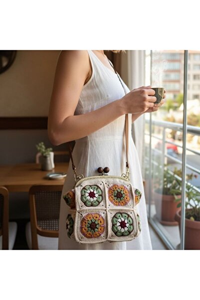 B BUL AKSESUAR Vintage Cross Shoulder Bag with Knitted Detail |   The Elegant...