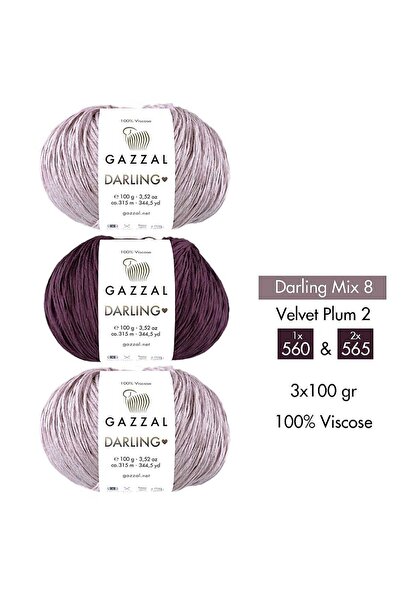 Gazzal Darling Mix 8 - 100% Viscose Yarn 3-Color Combination – Velvet Plum 2 ...