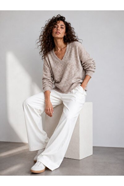 Noi Belis V-Neck Oversize Soft Textured Knitwear Sweater Aw26Kz0001