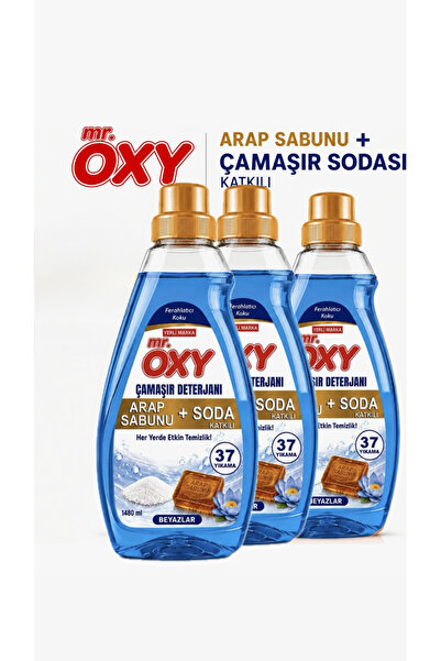 Mr.Oxy SIVI ÇAMAŞIR DETERJANI ARAP SABUNU+SODA KATKILI BEYAZLAR İÇİN 3LÜ 1480ML