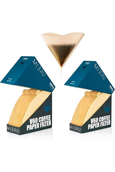 MIBRU Coffee Filter Set, 200 Filter Paper, Large Size, 02 Brown Color