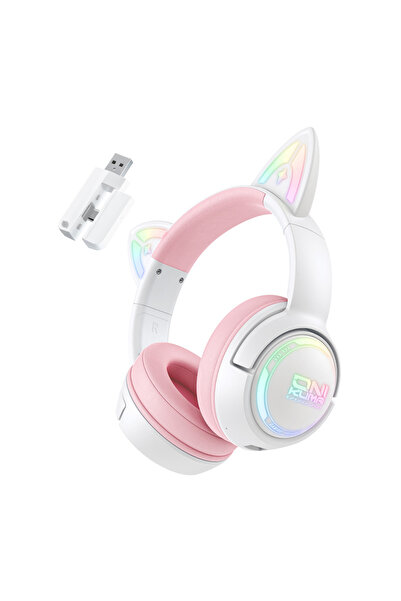 Onikuma Căști de gaming GT838, Bluetooth 5.3/WiFi, USB-C, RGB, Microfon, Roz