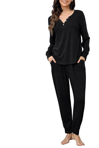 OtherMax Pijama Damă Set Două Piese Moale Confortabil Negru Mărimea M — pijam...