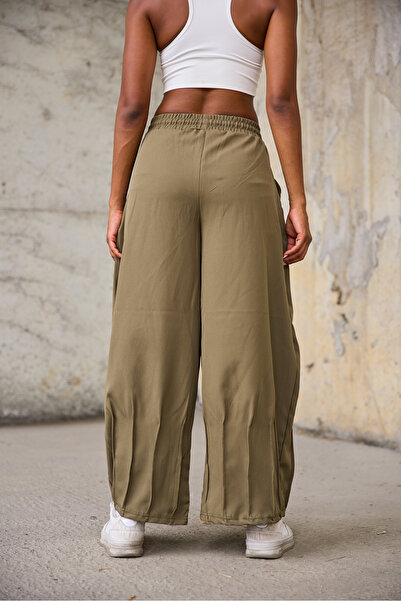 Superbluemexico Women's Trousers with Detailed Design and Hem Stitching