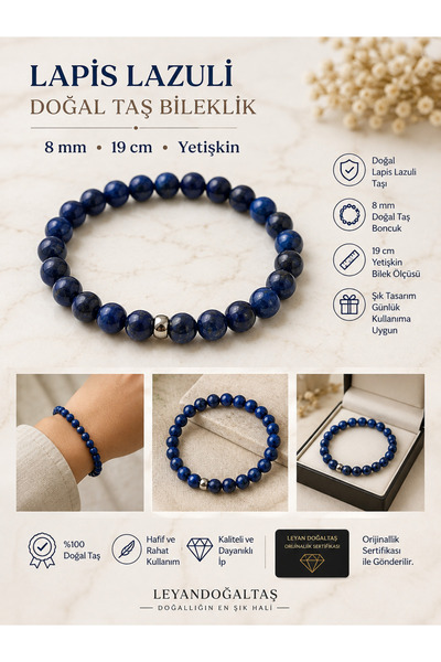 Leyandoğaltaş Lapis Lazuli Doğal Taş Yetişkin Bileklik – 19 cm