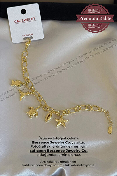 BESSENCE JEWELRY CO. CM Jew 14K Gold VIP Deniz Temalı Yıldız Ve Kaplumbağa Ch...