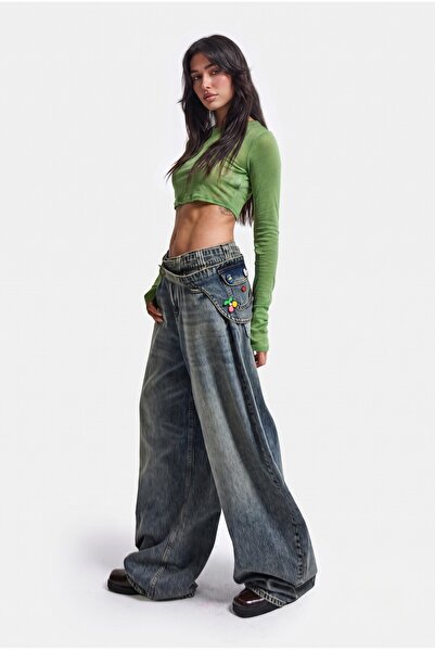 TLG TLG GİYİM Women's Barrel Fit Loose Cut Icon Detailed Special Design Denim...