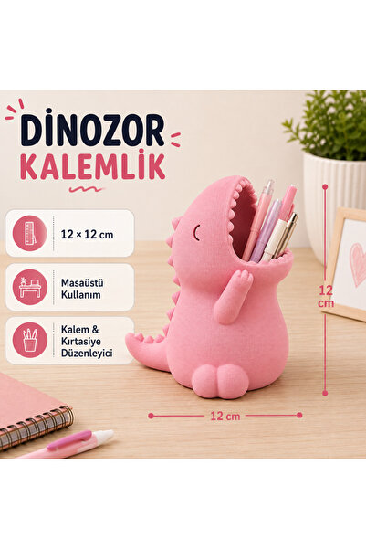Printech3d Dinozor Figürlü Kalemlik – Çocuk Odası Masaüstü Kalemlik ve Kırtas...