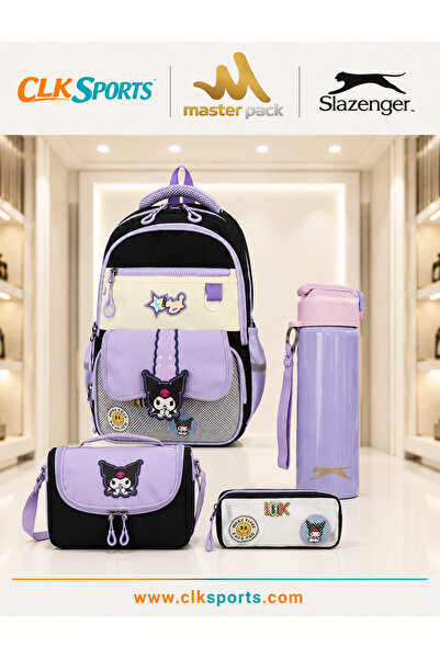 CLK SPORTS Masterpack Kuromi̇ Primary School Bag, Lunch Box, Pencil Case, Wat...