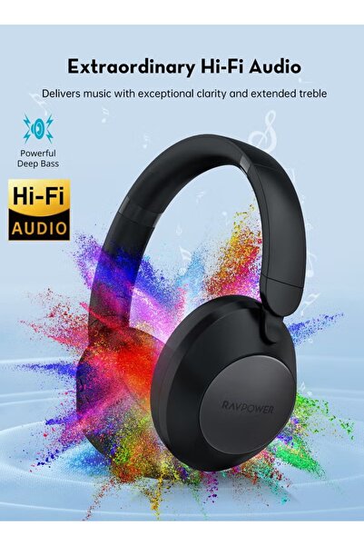 RavPower سماعات رأس لاسلكية ستيريو QuietComfort 1019 RP-BH1019، مع خاصية إلغا...