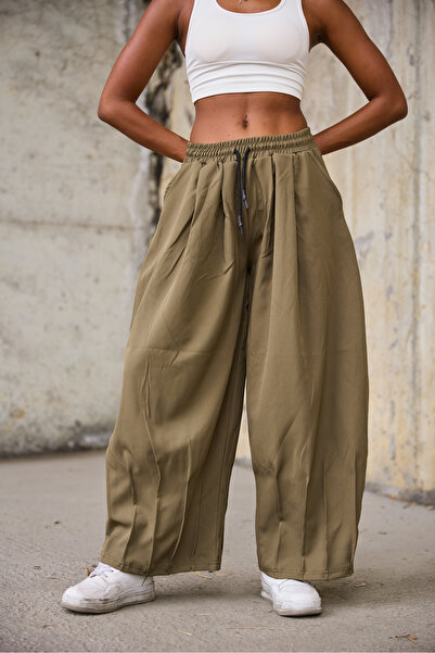 Superbluemexico Women's Trousers with Detailed Design and Hem Stitching