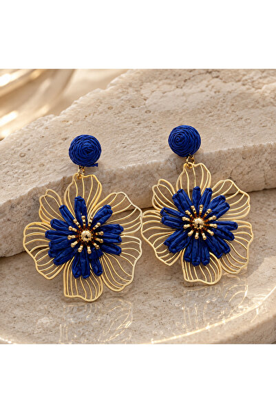 BLUEVELL JEWELRY Veloura Altın Kaplama Çelik Çiçekli Küpe Kadın Suya Dayanıkl...