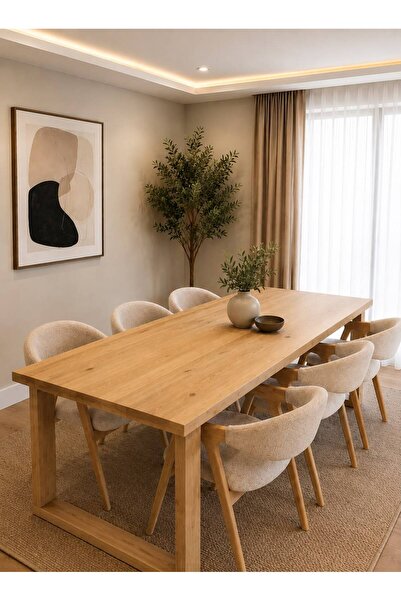NATUREE AHŞAP 80 x 160 Ahşap Yemek Masası Ahşap Ayaklı Yerden Yükseklik 75 Cm