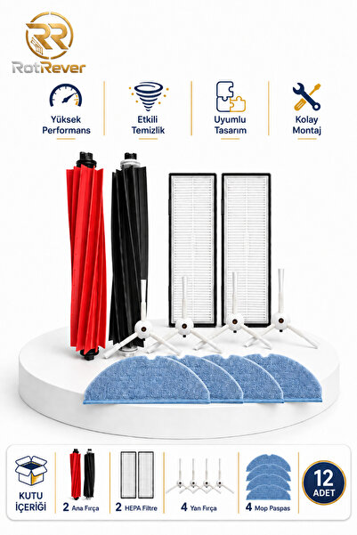 Ozemtek Roborock S8 / S8+ / S8 Sonic / S8 Pro Ultra Fırça Hepa Filtre Yan Fır...