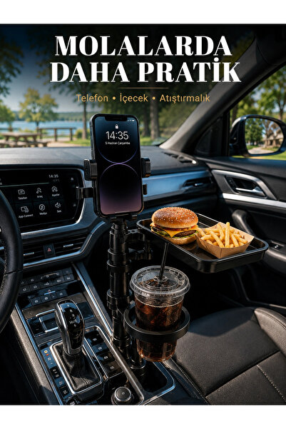 SORA GROUP منظم سيارة متعدد الأغراض مع حامل هاتف وحامل أكواب