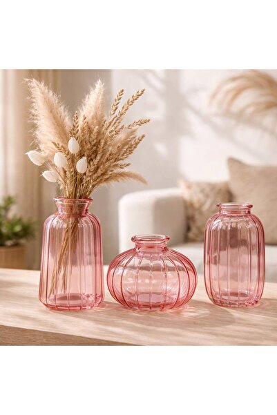 Hinora Set de 3 vaze decorative din sticlă de dimensiuni mini pentru sufrager...