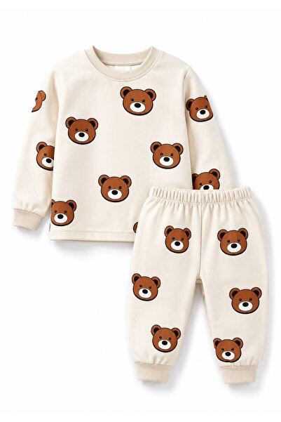 Oz Baby Suede Teddy Bear Printed Unisex Baby Girl and Boy Set Seasonal Top an...