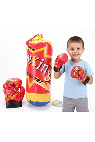PinkBlue Set Box pentru Copii, Sac de Box 37 cm cu Manusi, Antrenament si Joa...