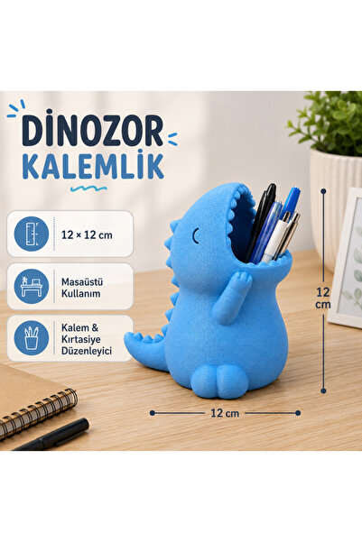 Printech3d Dinozor Figürlü Kalemlik – Çocuk Odası Masaüstü Kalemlik ve Kırtas...