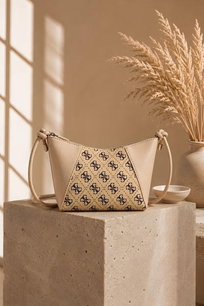 İmajButik Mini torba za rame sa bež monogramskim uzorkom