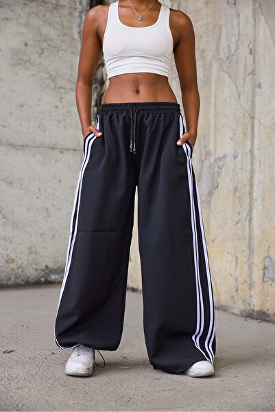 Superbluemexico Women's Striped Detailed Loose Baggy Pants