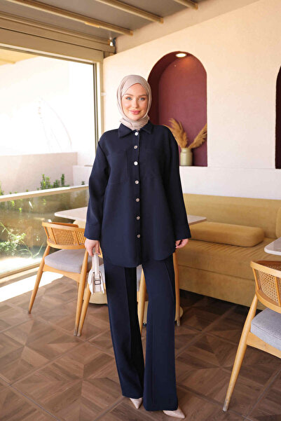 İmajButik Komplet tunike i pantalona sa detaljnim garnitom i kragnom košulje ...