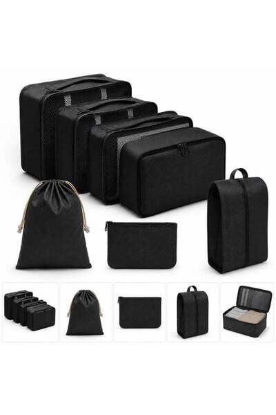 Roomlyne 7 pcs black Set Travel Organizer Storage Bags Suitcase Packing Cubes...