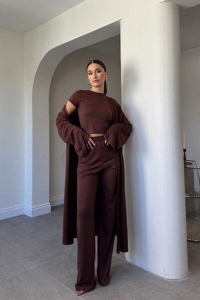 MAGARDE BLUZĂ PANTALONI SET KIMONO - MARO
