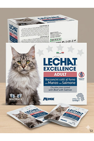 Monge Li Chat Excellence Wet Food for Adult Cats with Beef and Salmon Flavor ...