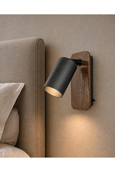 Bozyaka Aydınlatma Juno Single Decorative Wooden Wall Sconce with Movable Swi...