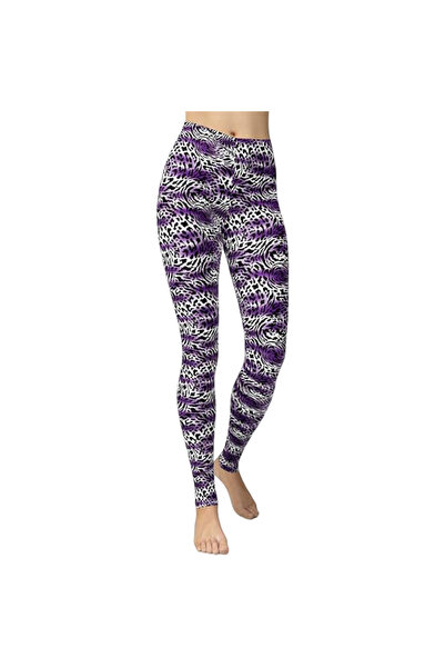 OtherMax Colanți de damă sport casual cu imprimeu leopard anii '80, mov, mări...