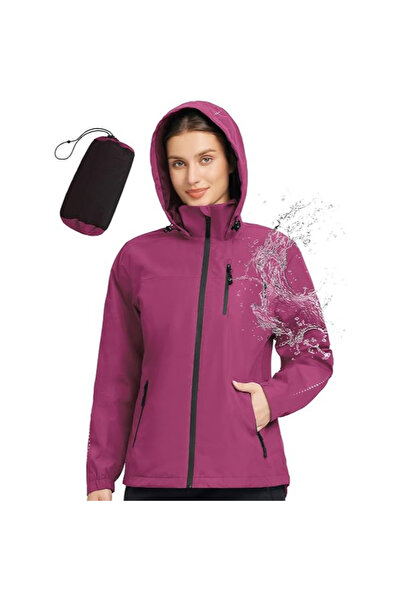 OtherMax Jachetă de ploaie sport pentru femei, respirabilă, ușoară, roz XL — ...