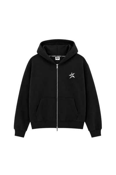 zaee Star Her Mevsim Giyilebilen Double Zip Oversize Hoodie