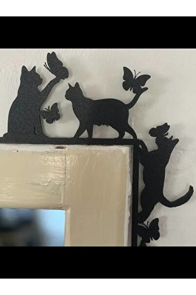 Kedi & Kelebek Temalı Dekoratif Kapı Köşe Duvar Süsü