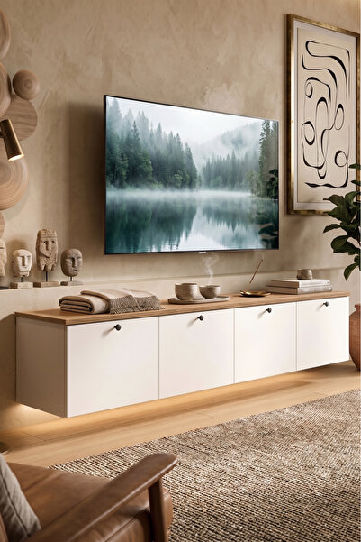 Robin Home Alaska Led Işıklı Tv Ünitesi Sehpası 4 Kapaklı Duvara Monte 180cm ...
