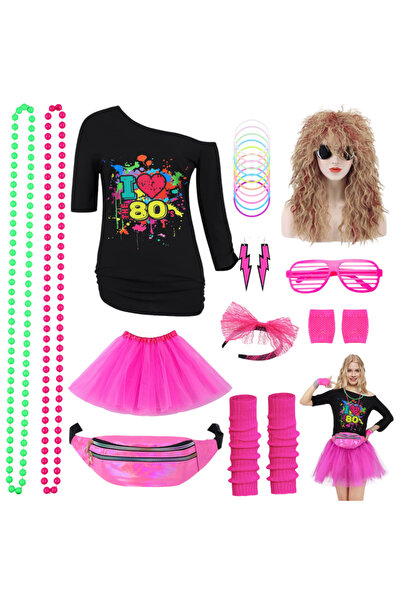 OtherMax Costum Damă Anii '80 Halloween Retro Neon Disco Mărime L — costum an...