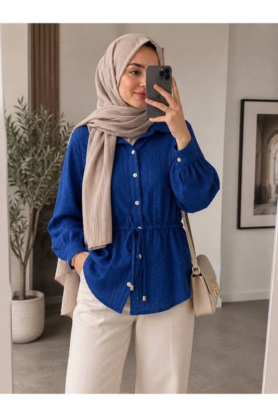 Miss Meliss Women's Self-Stitched Drawstring Long Shirt