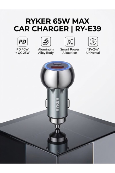 Bionic RYKER 65W Max Fast Metal Car Charger – Model RY-E39 | Dual Port PD 40W...