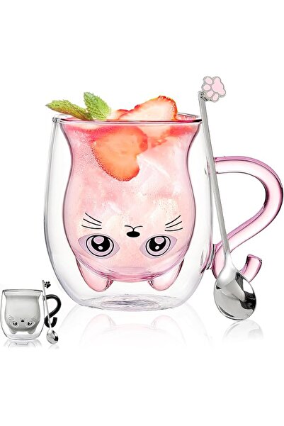 GENERAL Double Wall Insulated Glass Mugs with Cute Design for Espresso, Coffe...