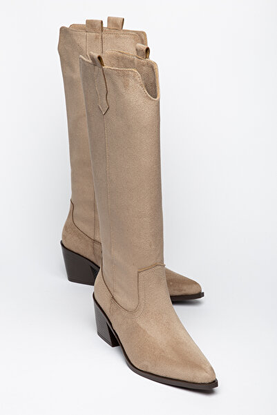 Generic Brand Mink Suede Western Cowboy Brown Sole Pointed Toe Boots