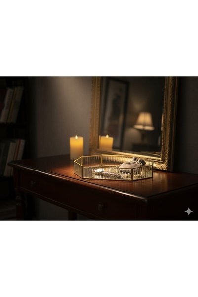FIRE KING PANDA Octagonal Glass Presentation Tray-31 Cmx21 cm