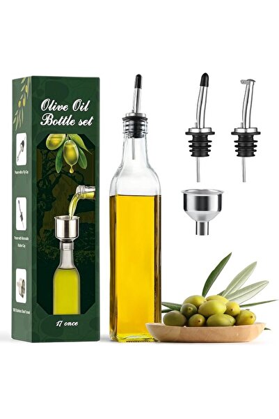 AOZITA 500ml Transparent Glass Olive Oil Dispenser Bottle - 500ml Oil and Vin...