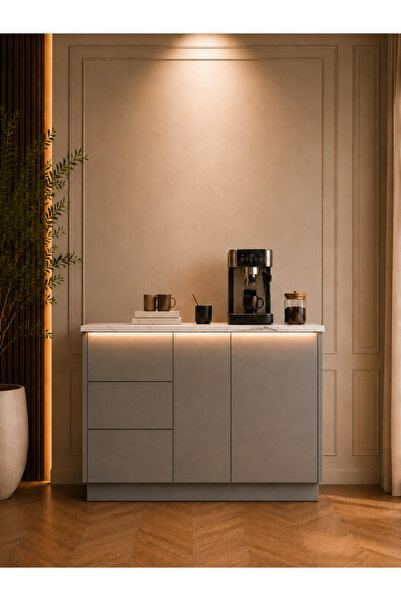coffee world Modern Lighted Coffee Corner with White Wood Grain Surface